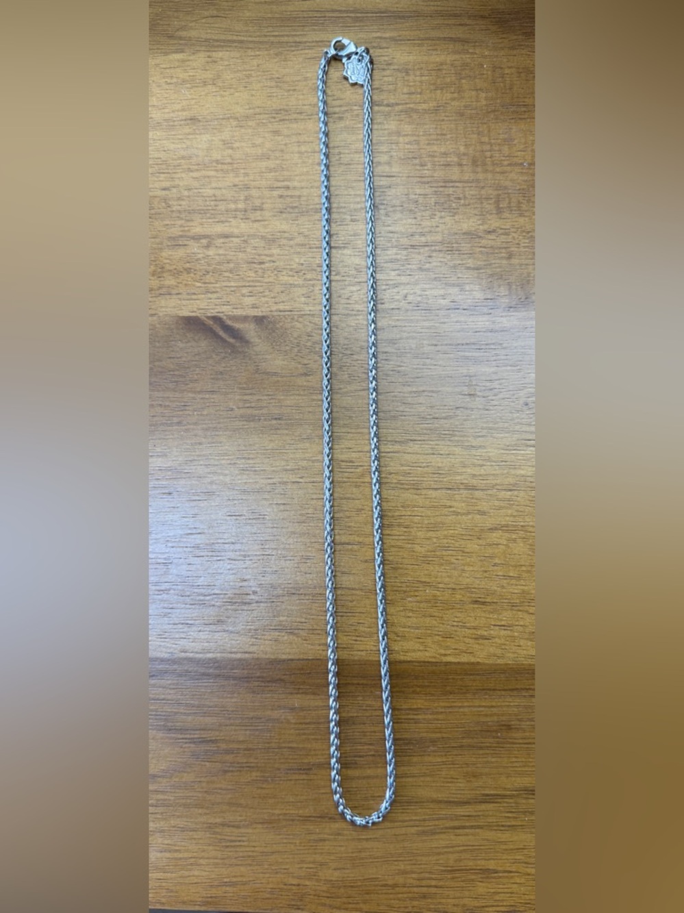 Magnolia and Vine Silver Tone Braided Rope Chain —20”